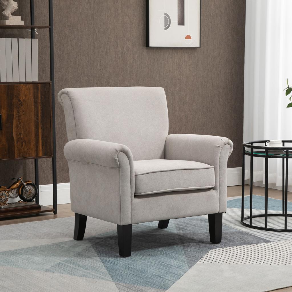 Living Room Armchair Upholstered in Fabric Relax Armchair with Armrests Removable Seat for Bedroom 79x78x87 cm Grey