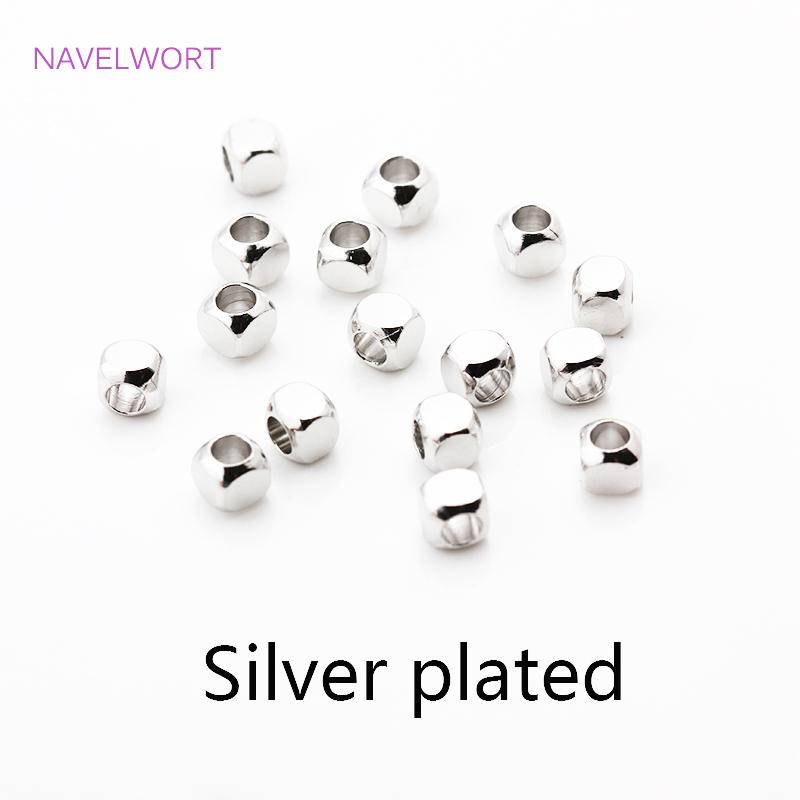 2/3/4mm Hollow Cube Beads 18k Gold Plated Brass Spacer Beads,Separators For Beads,DIY Jewelry Making Supplies Wholesalele