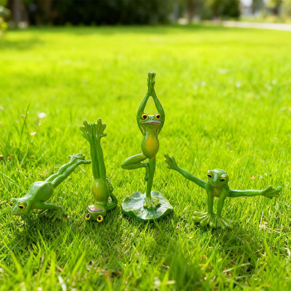 1Pc Resin Set of 4 Yoga Frogs Decorative Ornaments, Home Decoration, Holiday Gifts, Gifts for Frog Lovers, Four-Season Home Decoration Ornaments,