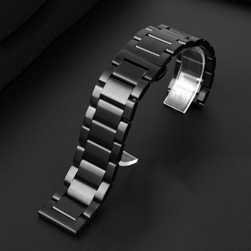 Klassisches Uhrenarmband aus Edelstahl, 20 mm, 22 mm, schwarzes Uhrenarmband für Armani Black Warrior AX7105 AR1970 für Huawei Watch Gt2/3