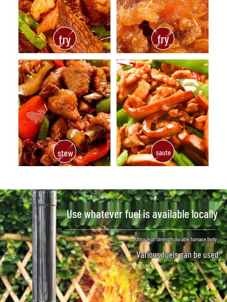 Portable Wood-Burning Stove for Home and Outdoor Use - Large Wok Stand, Clay Pot Compatible, Ideal for Rural Areas and Camping