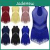 Ballet Girls Dance Glittery Kids Latin Jazz Fringed Dress Sheer Mesh Keyhole Back Tassel Leotard Bodysuit