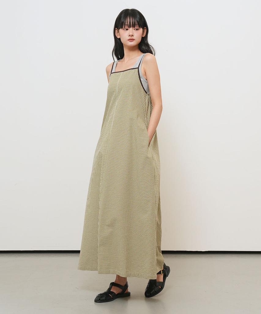 General Idea Check Sleeveless Long Dress [Green] / Gf2Lop519