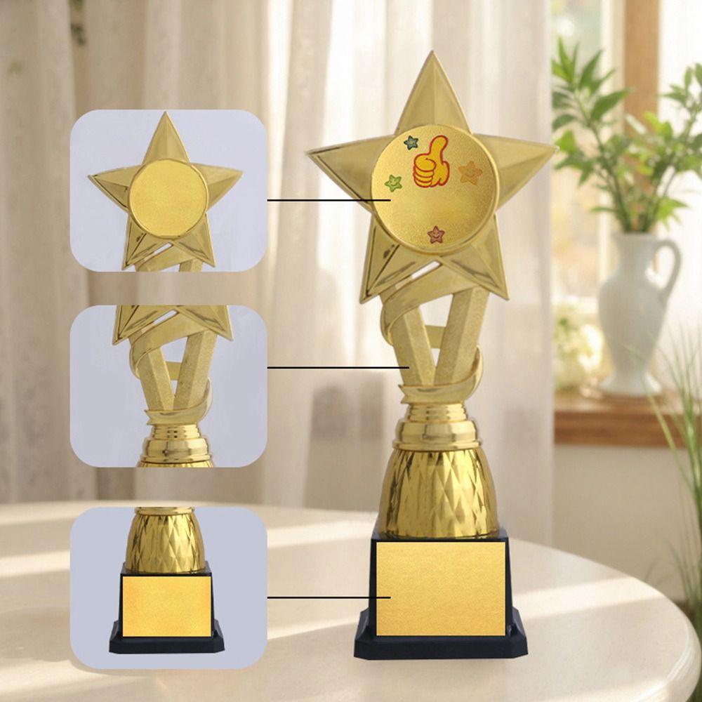 20/24.5/28.5cm Trophy Fidget Toys Plastic Trophy Pentagram Star Small Basketball Trophy Durable Material Golden Medal