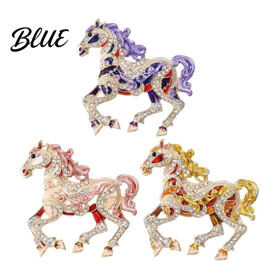 Elegant Horse Accessory Colorful Brooch Rhinestone Encrusted Alloy Lapel Pin
