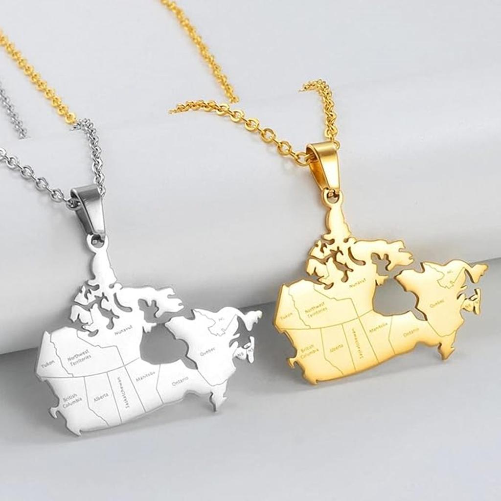 Map Pendant Necklace Men'S And Women'S Stainless Steel Necklace Trend Fashion Accessories