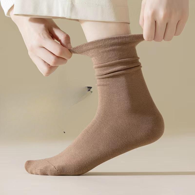 Chaussettes mi-mollet sans bord pour femmes, Anti-odeur et absorbantes, Lots de chaussettes post-partum, Chaussettes longues d'été unies