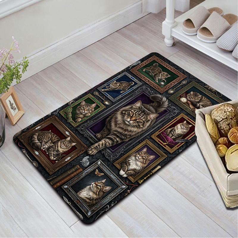 Cats Ornate Frames Pattern Rug Floor Mat for Living Room or Bedroom Soft and Comfortable Carpet a Gift for Birthday and Holiday.