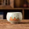 Yuanshan Ru Kiln Teacup Master Cup Light Luxury Retro High-end Business Gifts Ceramic Bubble Cup Souvenir