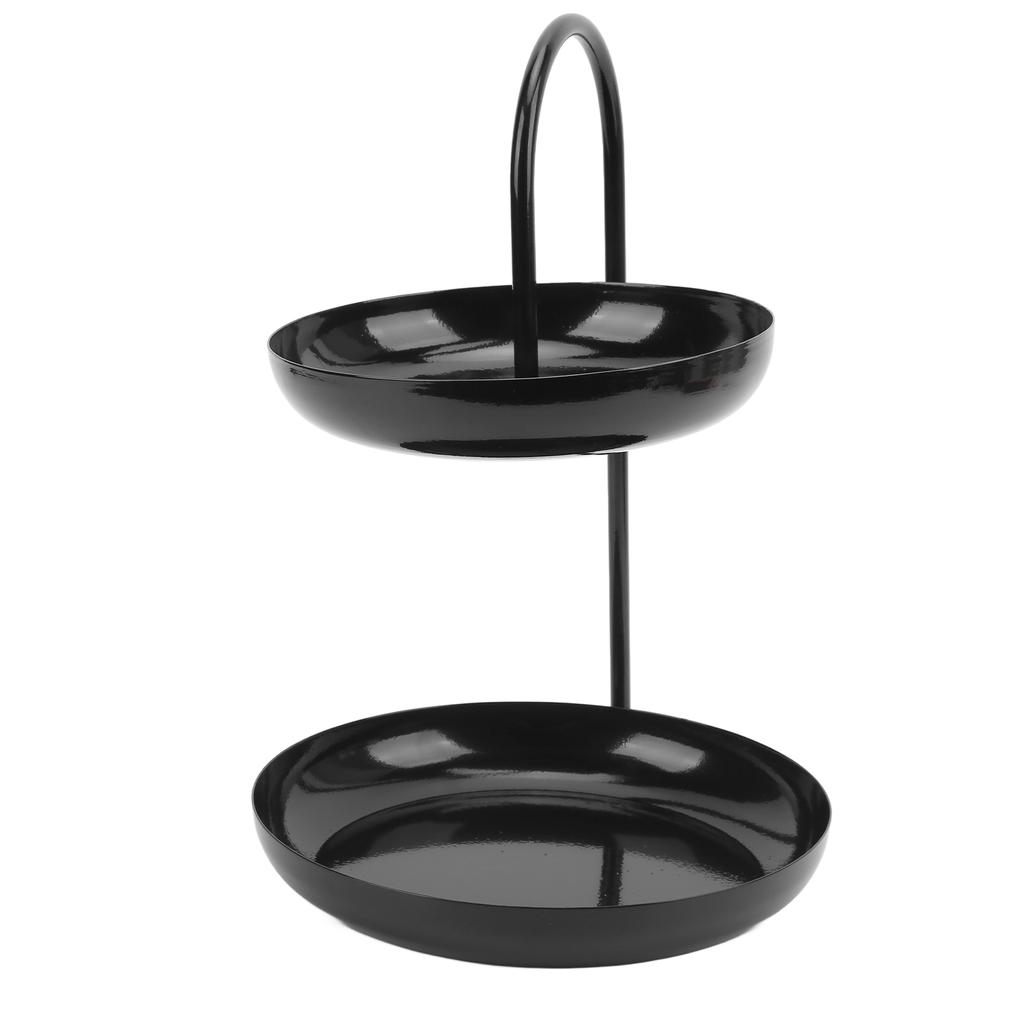 Fruit Plate Classic Black Decorative Double Layer Iron Material Fruit Storage Tray for Kitchen Home