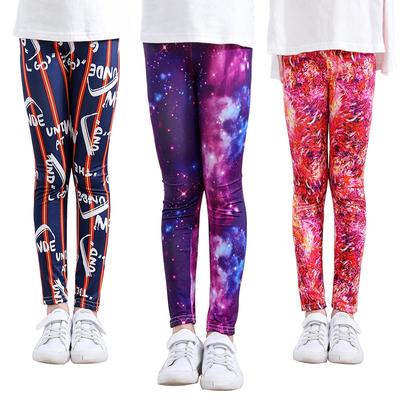 Kids Child Girls Floral Flower Slim Pants Stretchy Pencil Pants Leggings Trouser