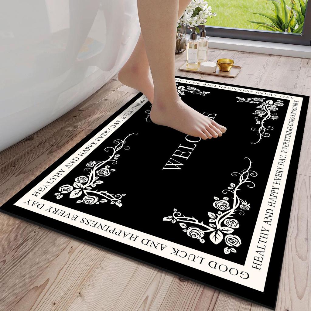 Retro Imitation Cashmere Anti-Slip Door Mat - Dirt-Resistant Carpet for Entrance, Hallway, or Bedroom
