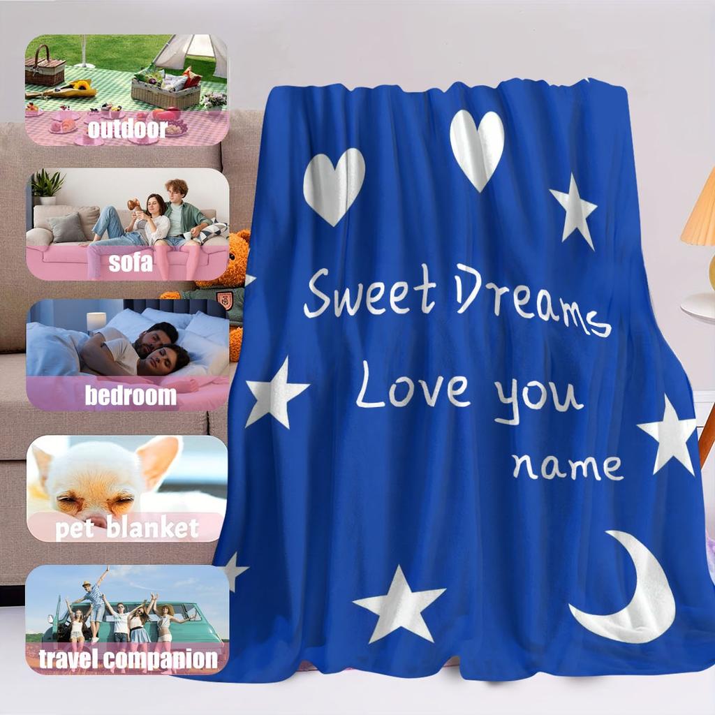 Custom Winter  Thick Flannel Blanket Soft Warm Cozy Po Blanket Customizable With Your Sweet Picture Multi Purpose