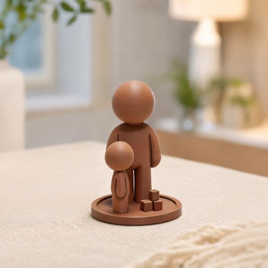 Son To Dad Appreciation Gift 3D Printed Father And Figurine, Sculpture, Creative Idea Child Figurine for Home Decor Father's Day Gratitude Love