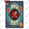 Pancarte Métallique Rétro pour Fête Barbecue Zone BBQ des Papas Temps de Grillade Affiche Décoration Murale pour Bar Pub Cuisine Maison WY