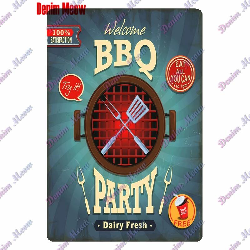Pancarte Métallique Rétro pour Fête Barbecue Zone BBQ des Papas Temps de Grillade Affiche Décoration Murale pour Bar Pub Cuisine Maison WY