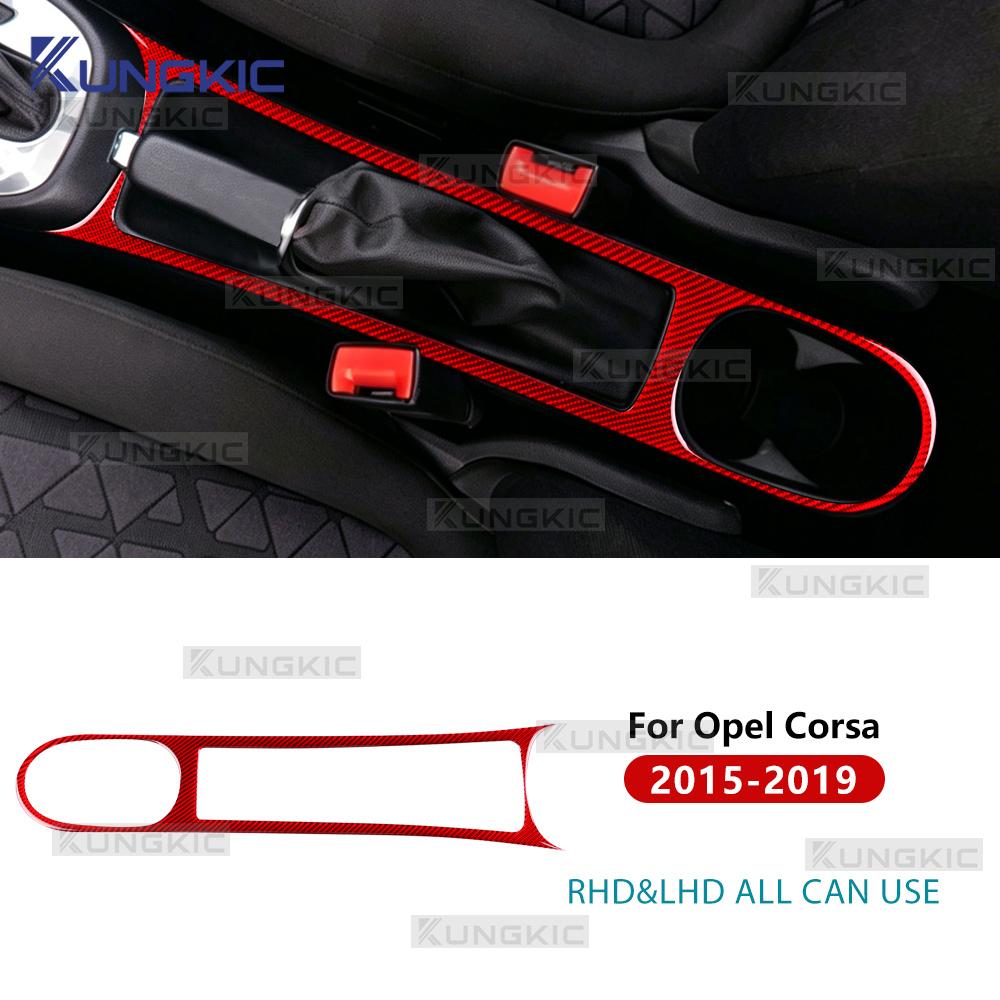 Real Soft Carbon Fiber Sticker For Opel Corsa E X15 2015 2016 2017 2018 2019 LHD RHD Car Gear Shift Handbrake Frame Trim.
