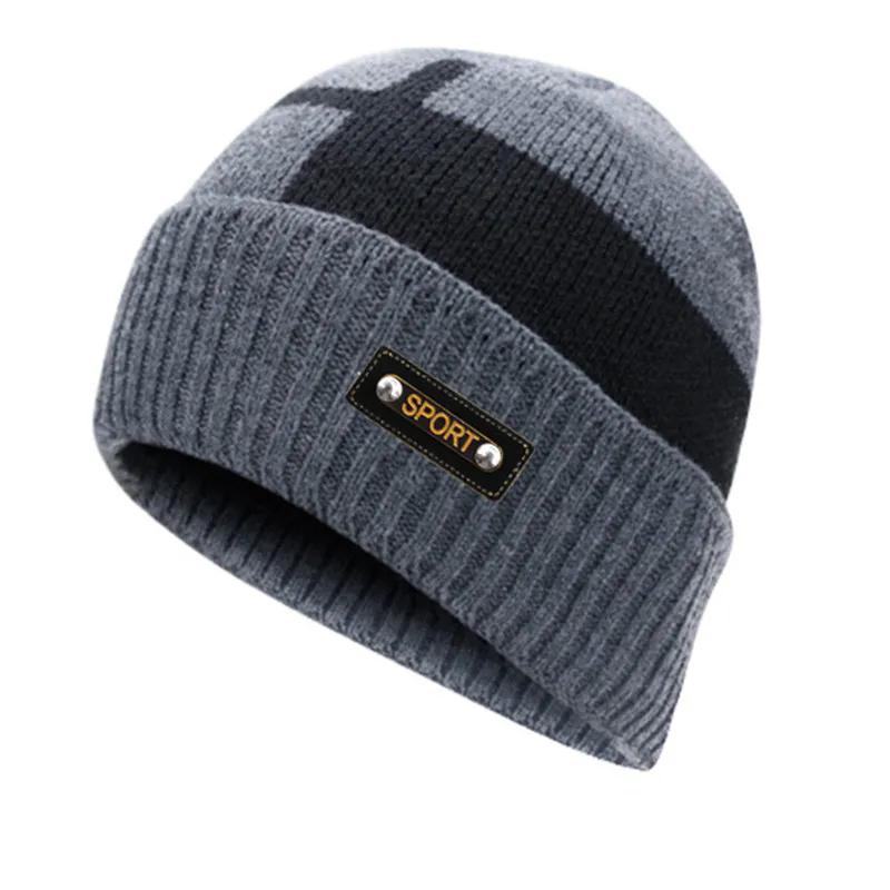 WTEMPO Cold-proof Windproof Outdoor Cycling Knitted Hats Men's Solid Color Thick Fleece Winter Soft Plush Woolen Hats