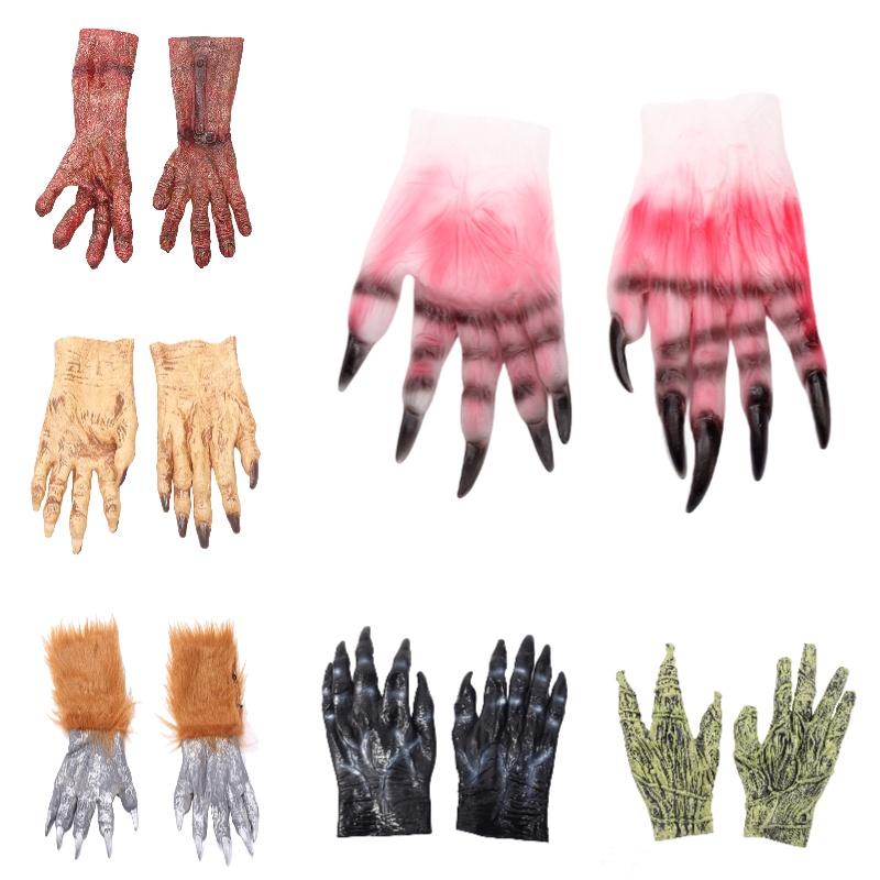 Adult And Kids Halloween Gloves Terrifying Blood Stained Werewolf Gloves