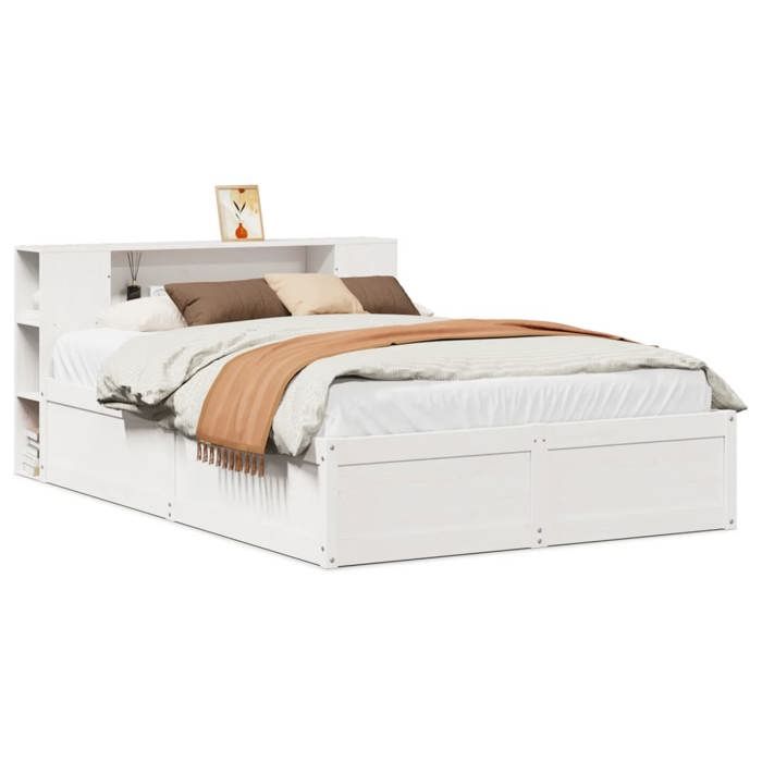 VidaXL Cadre de lit sans matelas blanc 120x190 cm bois de pin massif, lit, cadre de lit en bois massif, meuble de chambre à 3323429