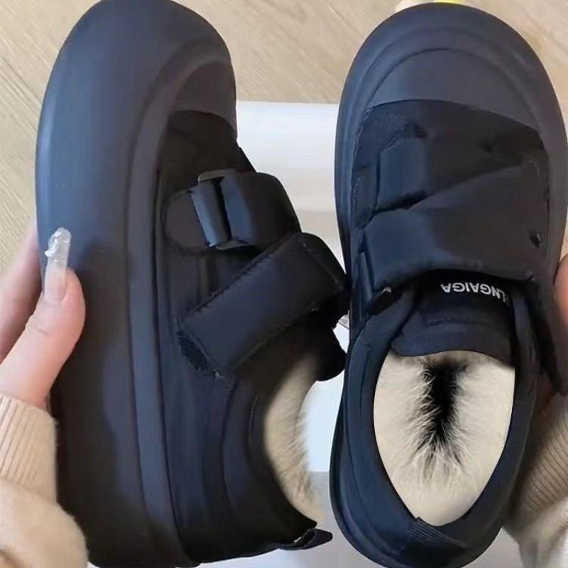 New Plush Cotton Shoes Winter Original Niche Plush Thick-soled Velcro White Shoes Board Shoes Women
