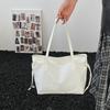 Women Korean Style Simple Solid Color Casual Versatile Pu Tote Shoulder Bag