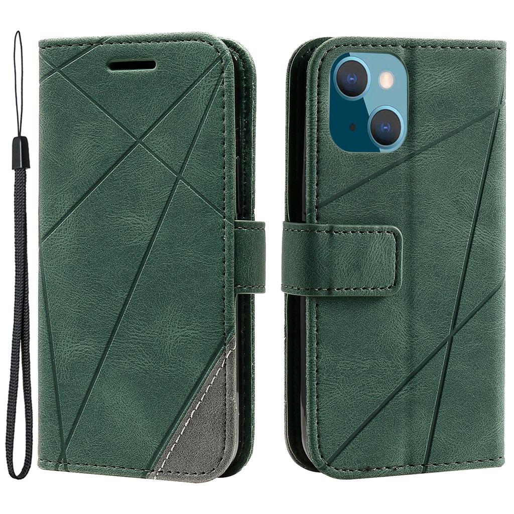 For iPhone 13 Case Splicing Leather Phone Cover with Wallet Card Slots