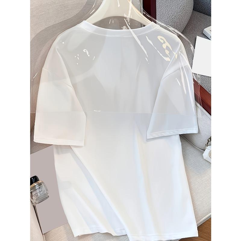 Europäische Größen Trendiges Amerikanisches Retro-Kurzarm-T-Shirt für Damen, Sommer 2024 Neues Design, Nischen-Halbarm-Oberteil im Koreanischen Stil.