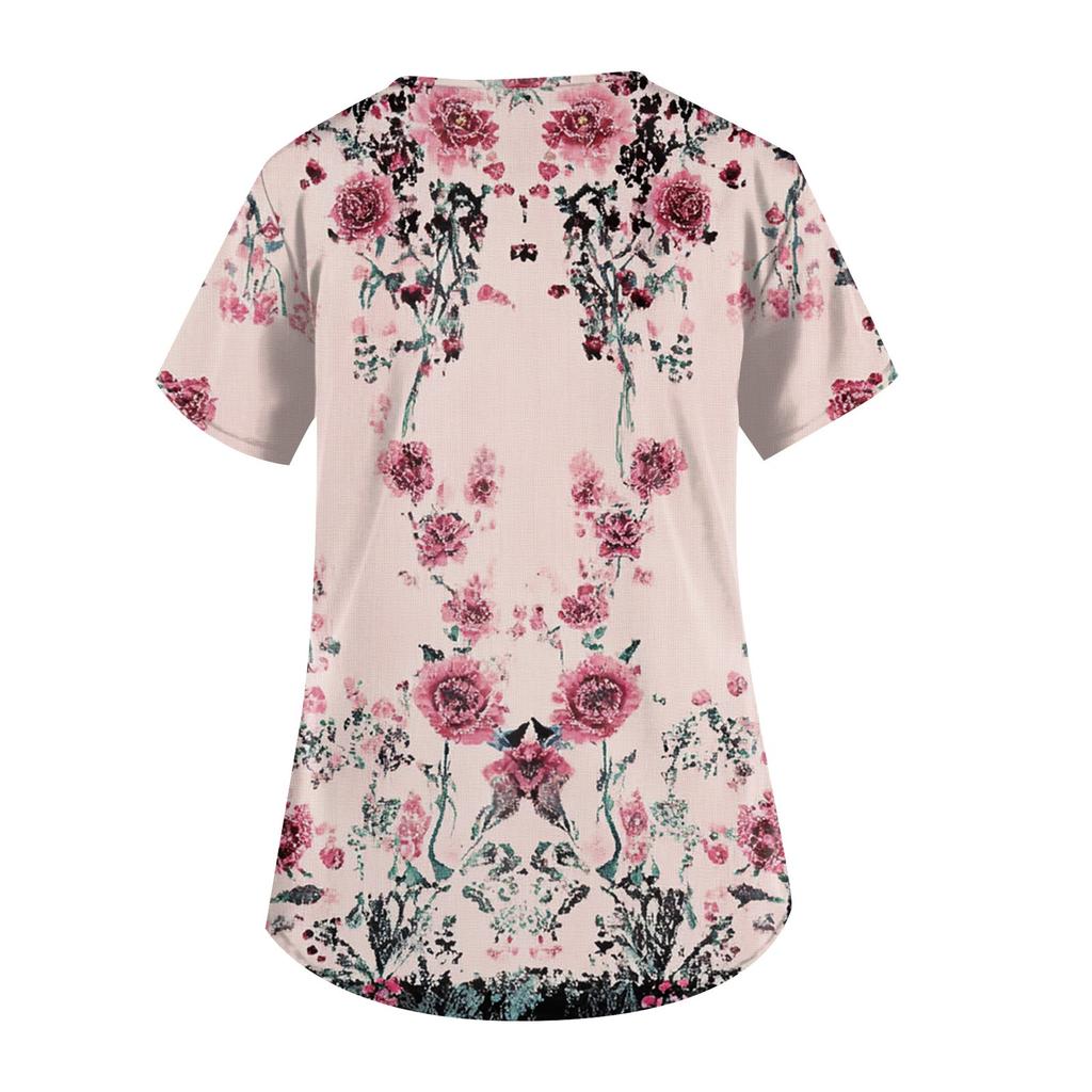 Modische, lässige Oberteile mit V-Ausschnitt und bedruckter Arbeitskleidung für Damen