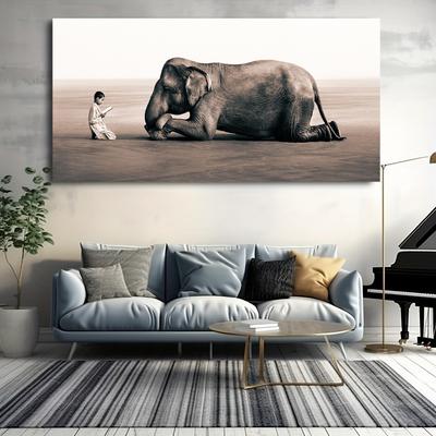 Boy Reading To Elephant Canvas Painting Ashes and Snow Posters and Prints Wall Art Animals Pictures for Living Room Home Decor