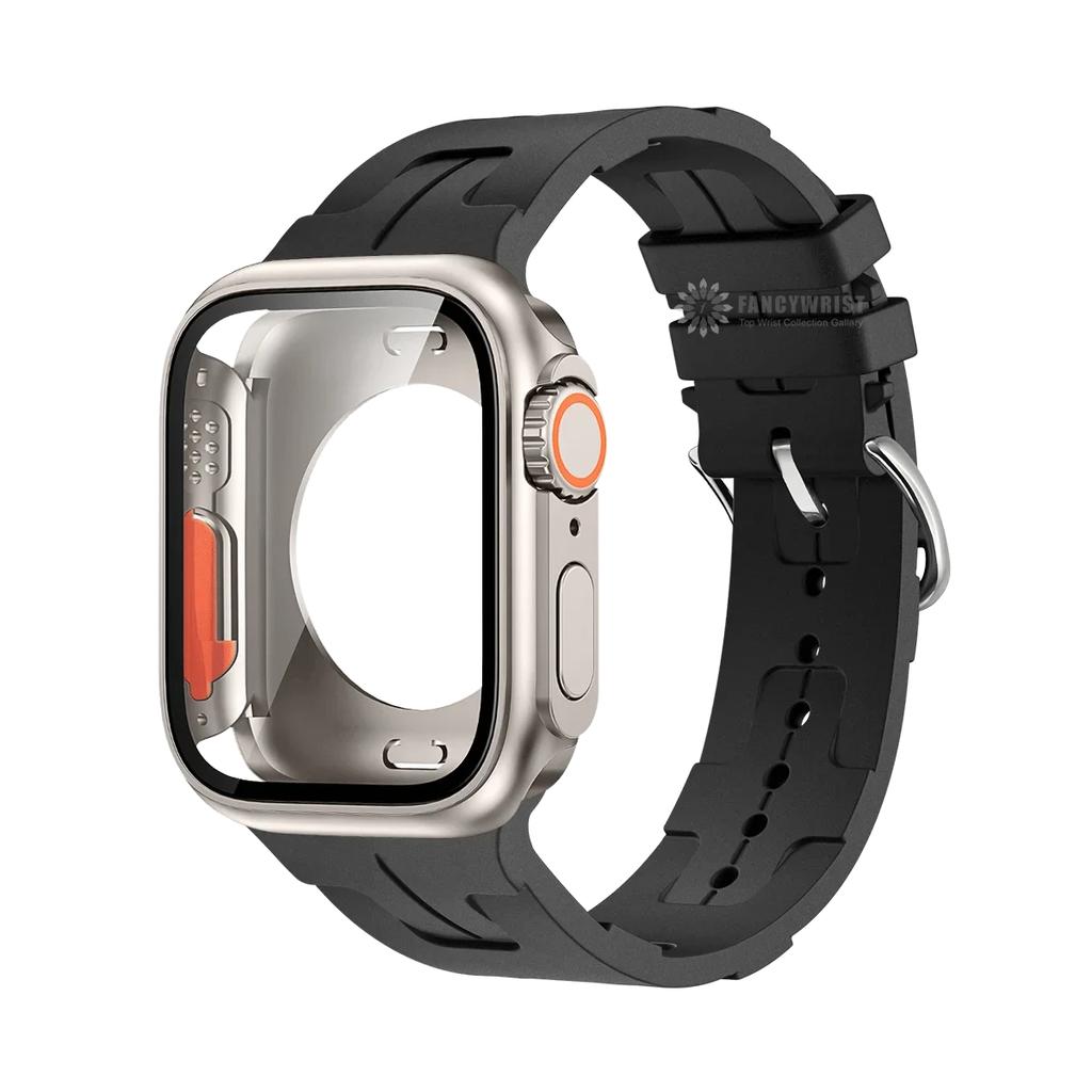 Original Silicone Band &Change To Ultra Case For Apple Watch 9 8 7 6 SE 5 4 Strap For iWatch Series 44mm 45mm 42mm 41mm Bracelet