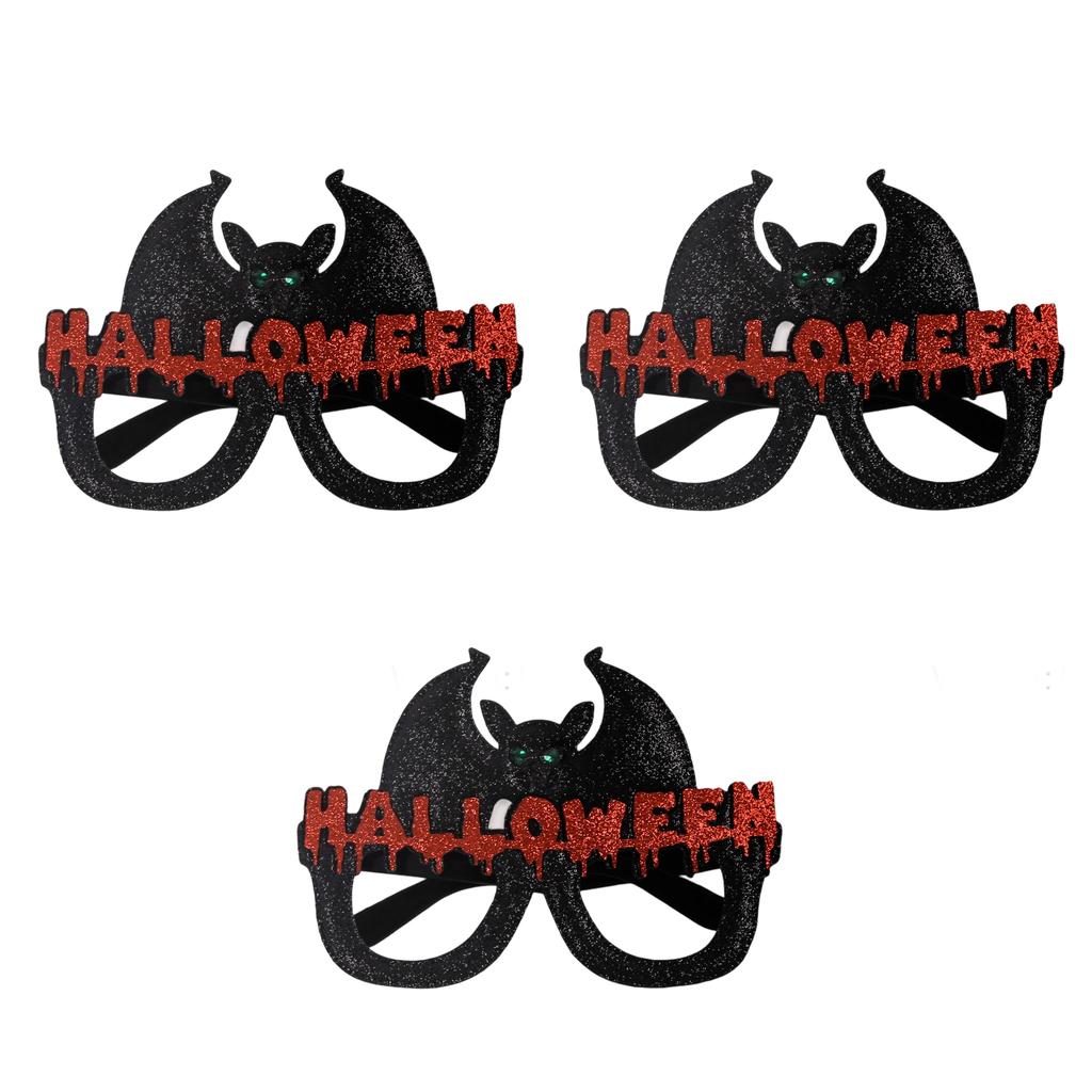 3pcs Halloween Glasses Set Pumpkin Bat Skeleton Costume Accessories Plastic Frame Party Decoration Eyewear