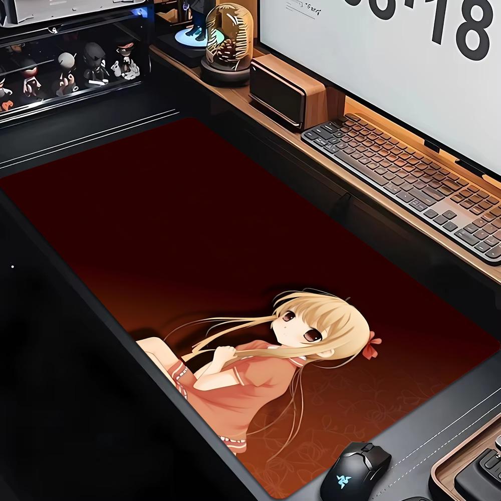 XXL Anime Mädchen Schreibtischmatte Wald Sonnenuntergang See Niedlich Cartoon Mädchen Groß Rutschfest Gummi Tastatur Gaming Büro Computer Mauspads