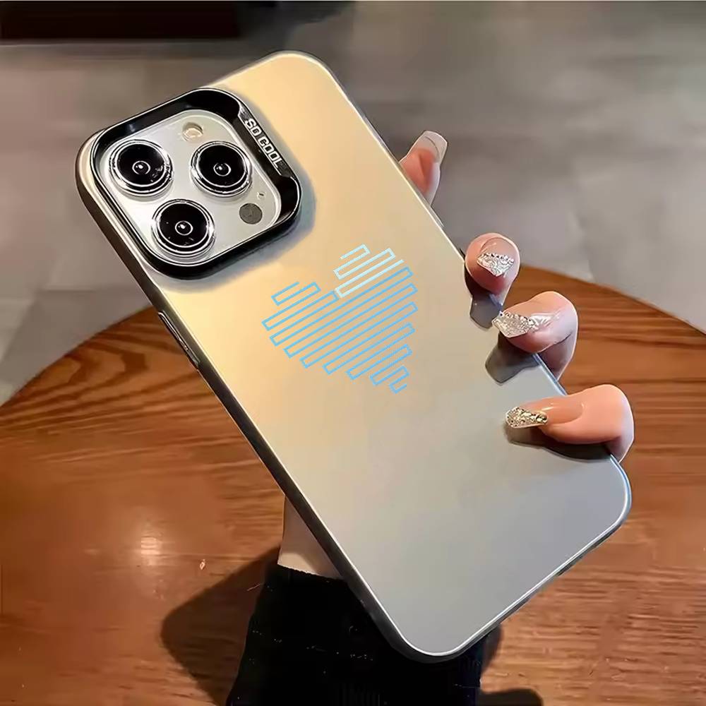 

L-Loving couple Phone Case For iPhone 17 16 15 14 13 12 11 Pro Max Plus Silver candy Matte Cover iPhone11PROMAX