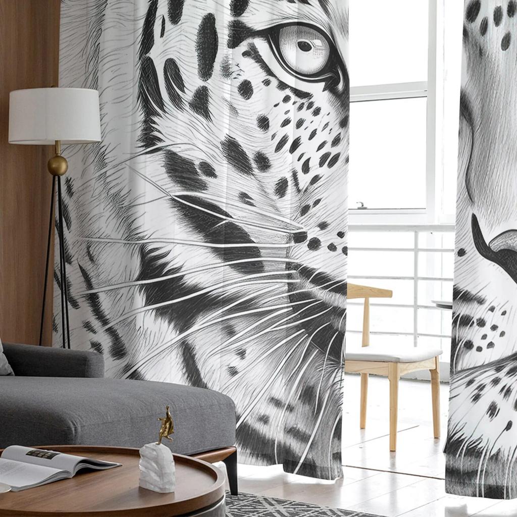 Tiger Head Sheer Curtains For Living Room Bedroom Tulle Curtain For Kitchen Voile Curtain Blind Panels