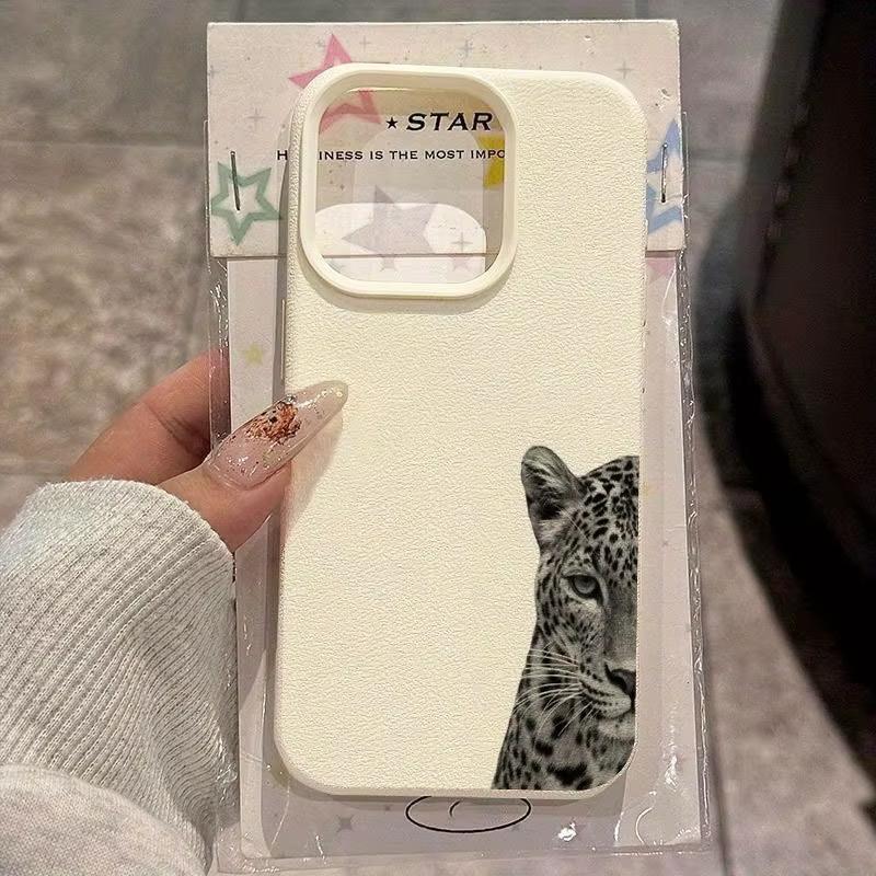 Schwarzes Leopardenmuster Lychee-Textur Handyhülle Für iPhone 17 Air 16 e 15 14 13 12 11 Pro Max Plus SE Weiche Hülle