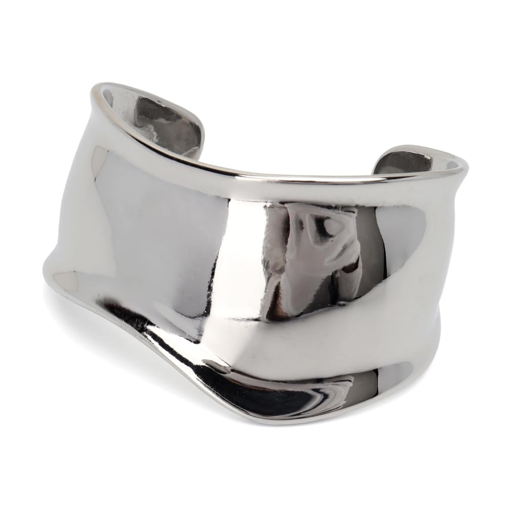 

Stainless steel wide simple bone thick casual bracelet for women bangle, wave, bangle, thick, cuff, wide, bangle, silver, bangle, (silver)