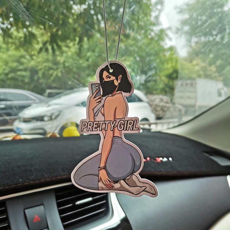 JDM Car Air Freshener Sexy Girl Motorcycle Pendant Hanging Rearview Mirror Perfume Recycle Solid Paper Fragrance Auto Accessorie
