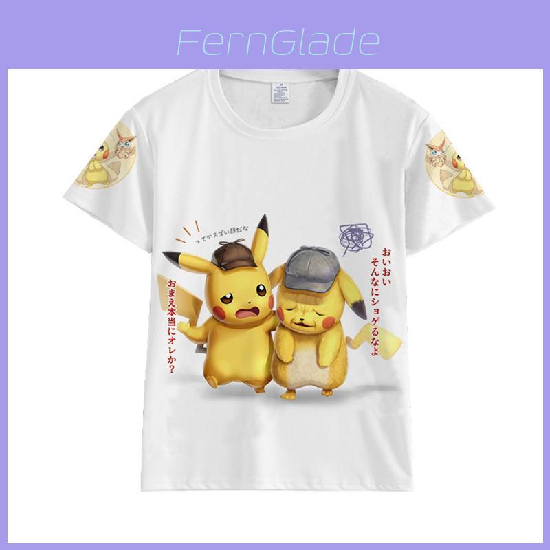 Pokemon Detective Pikachu Tshirt 3d Print Short Sleeve Cosplay Costume Tee Tops