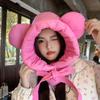 Fashion hat women's winter cycling cold protection and warmth ear protection pullover hat cute bear shows small face