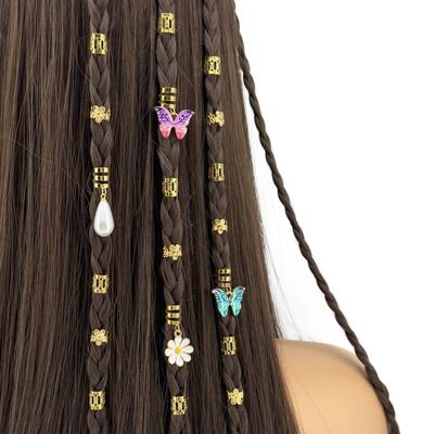 34pcs Dread Locks Hollow Out Hair Ring Hair Braiding Hair Braid Tubes Dreadlocks Beads  for Braids