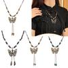 Beaded Butterfly Pendant Necklace Geometric Bead Clavicle Sweater Chain Jewelry