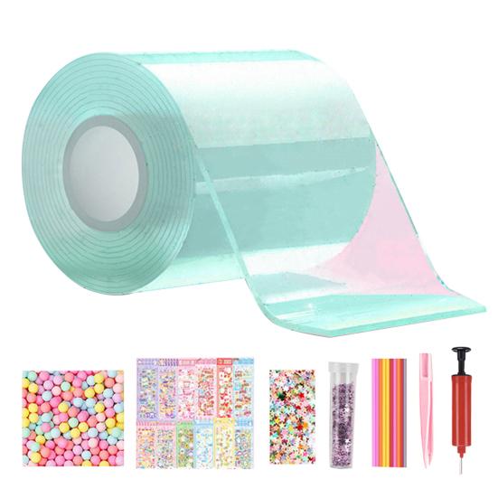 Nano-Klebeband-Blasen-Set mit Glitzerperlen DIY Stressabbau Spielzeug-Set für Kinder Erwachsene Kreatives Blasenmacher-Bastelset für Partygeschenke Entspannung