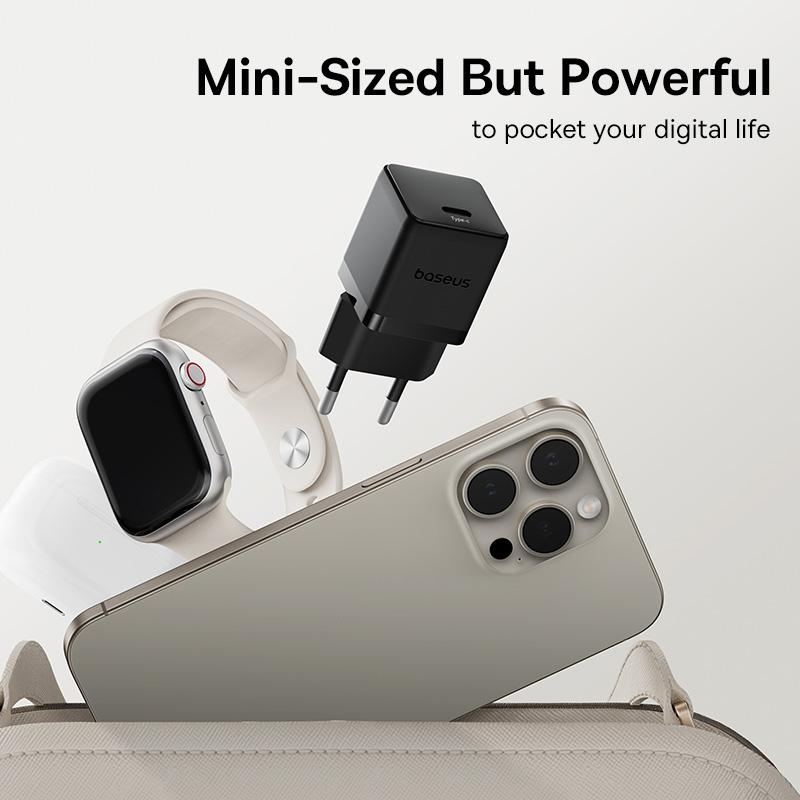 BASEUS Palm Fast Charger 30W Type-C Single Port EU Plug Wall Charging Adapter with 60W Type-C Cable