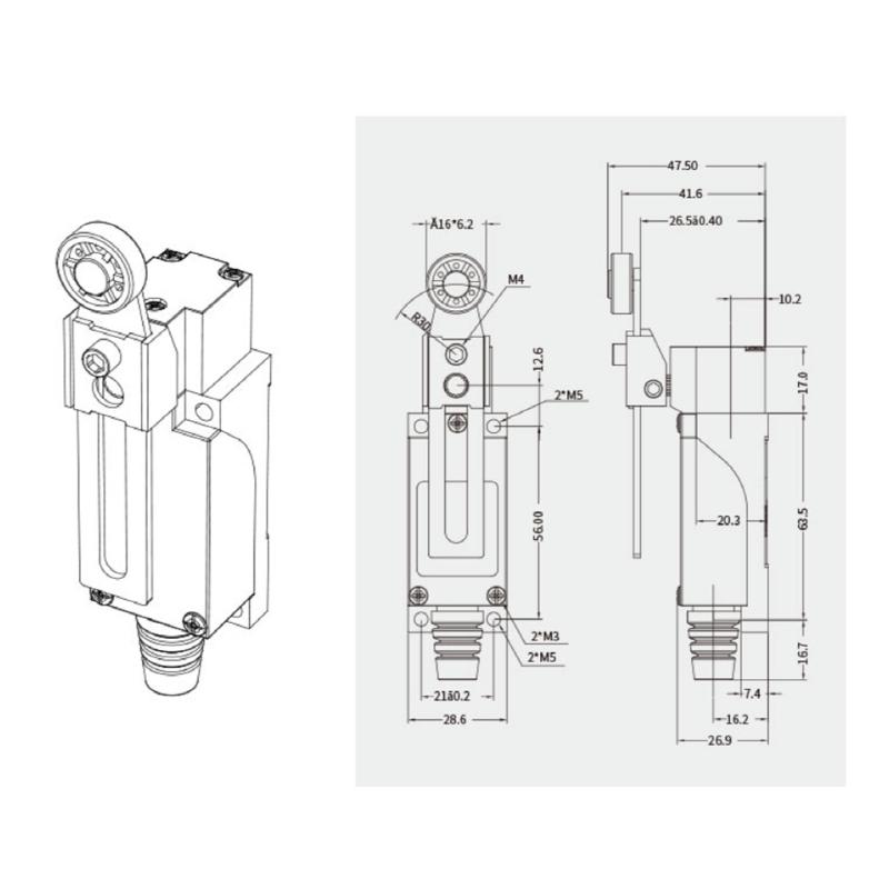 High Sensitive Industrial Limiting Travel Switches Reset Touch Controller Rotating Plastic Roller Arm Limit Switches