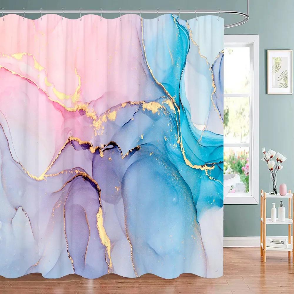 Czarny Szary Złoty Marmurowy Zasłona Prysznicowa Szara Nowoczesna Abstrakcyjna Zasłona Prysznicowa do Łazienki Fajna Sztuka Ładna Tkanina Zasłona Kąpielowa Dekor
