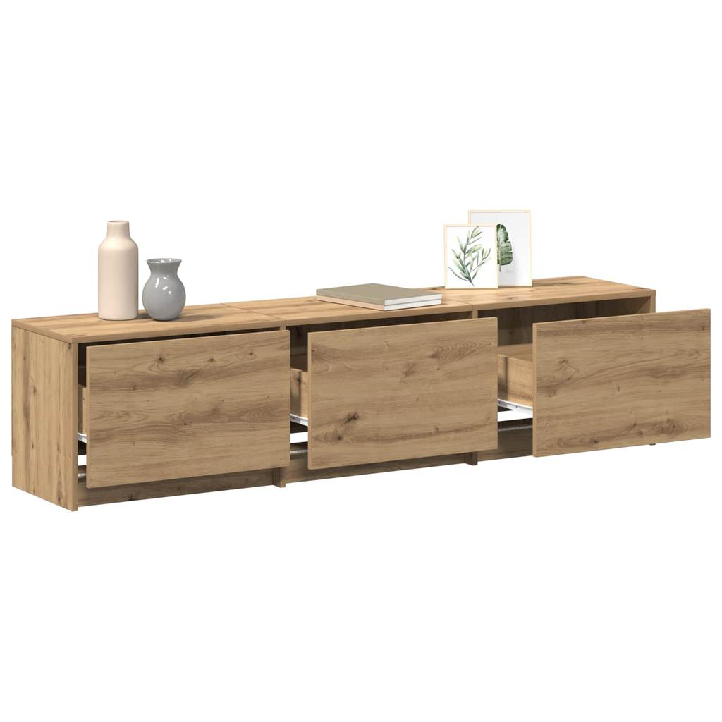 TV Cabinet with LED Artisan Oak Finish 165 x 34 x 40 cm Particleboard