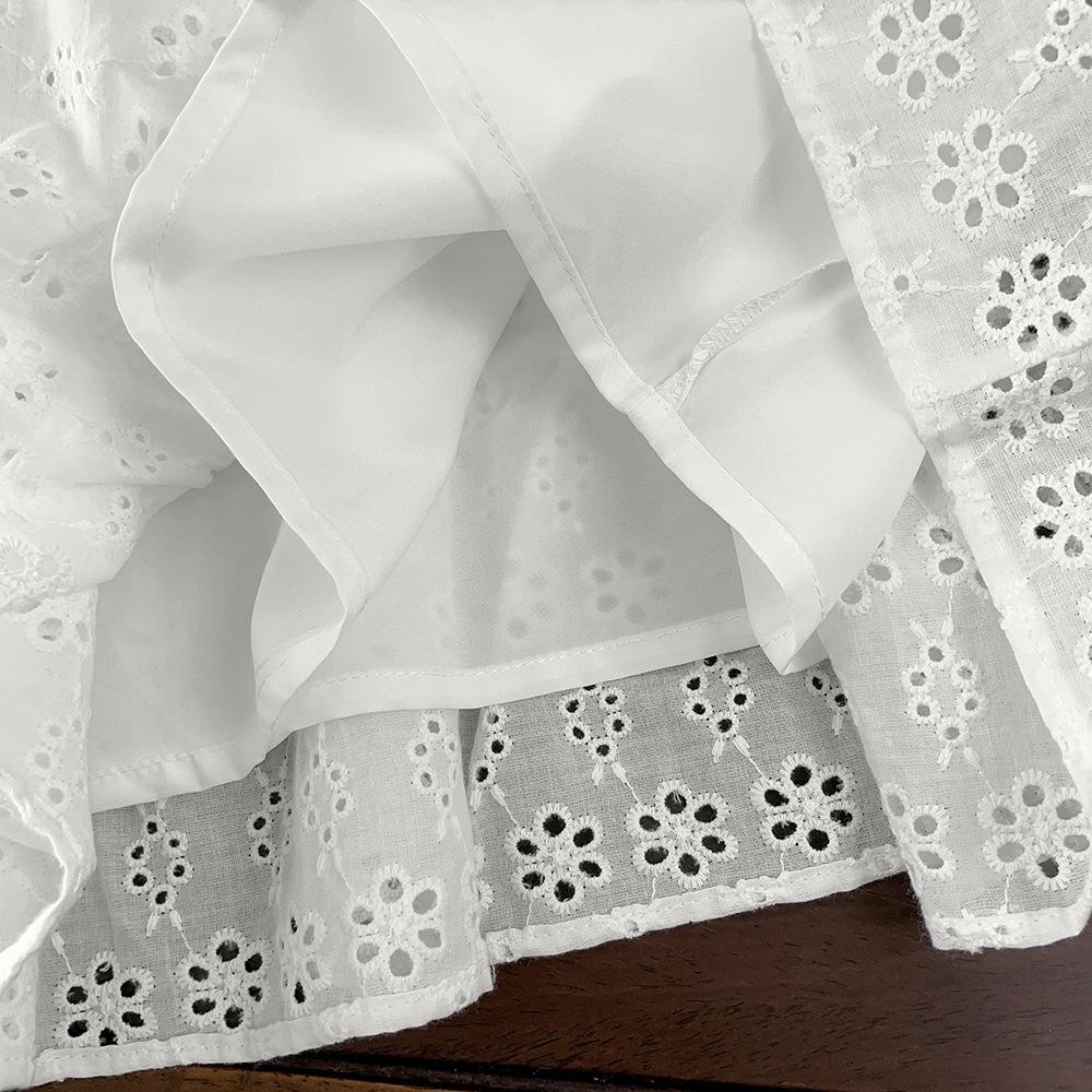 Girls' Strap Dress Summer Sleeveless Hollow Cotton Dress New Style for Young and Little Girls Fashionable Princess Dress
