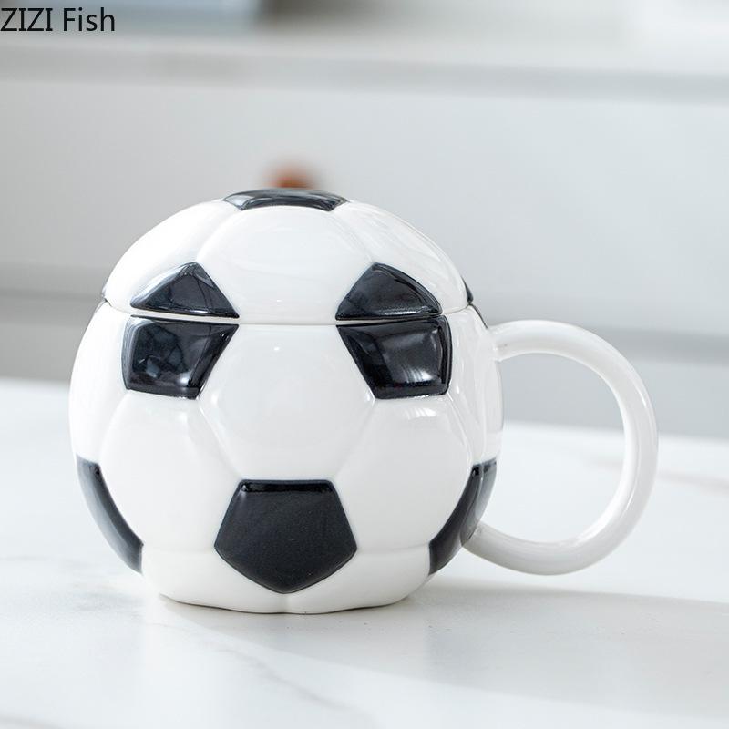 Creative Baseball Shape Mug Ceramic Cups with Lid Dining Table Coffee Mugs Afternoon Tea Teacup Water Cup Fruits Juice Container