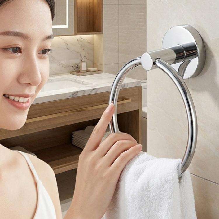 Bathroom Wall Towel Hoop with Round Metal Frame and Hardware Kit for Hand Towel Reach in Guest Washroom Wall Use